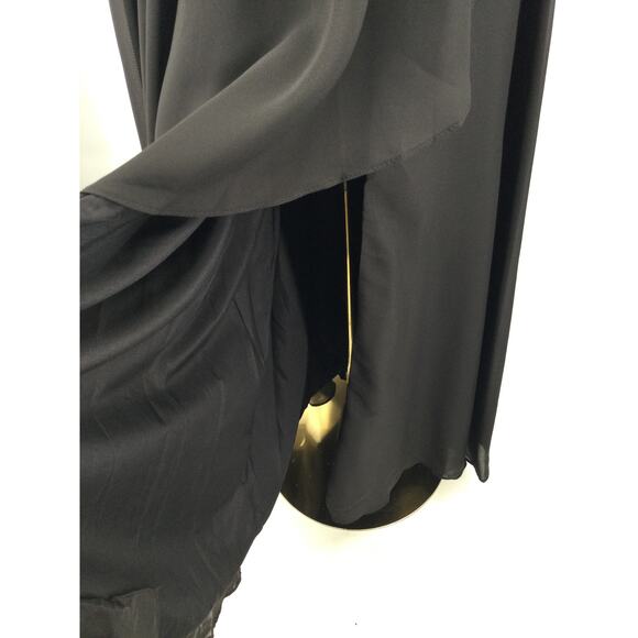 FORMAL SZ 12 L black chiffon draped corset bridesmaid party maxi dress NEW B130 - Picture 3 of 7